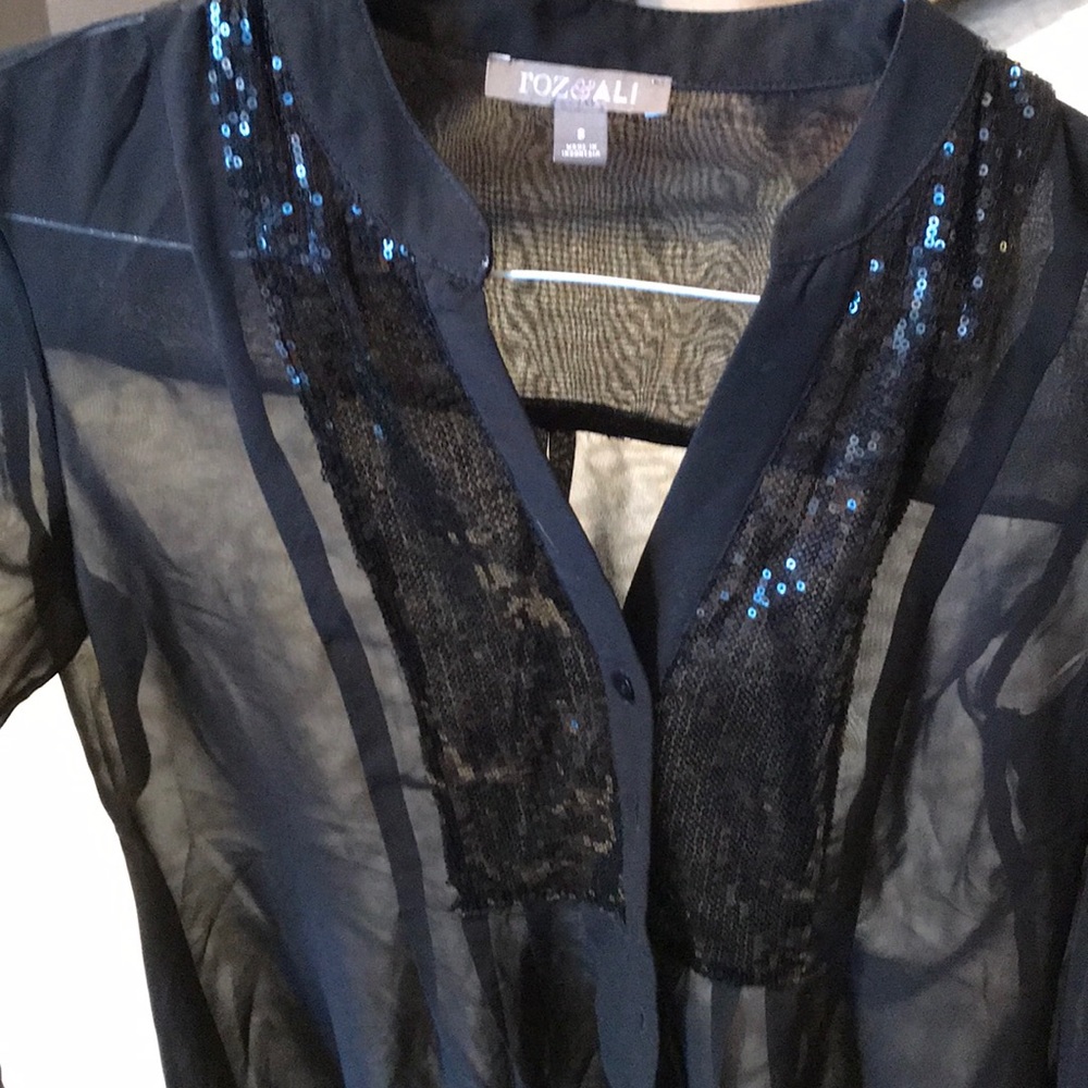 Sheer bling button down - Picture 2 of 3